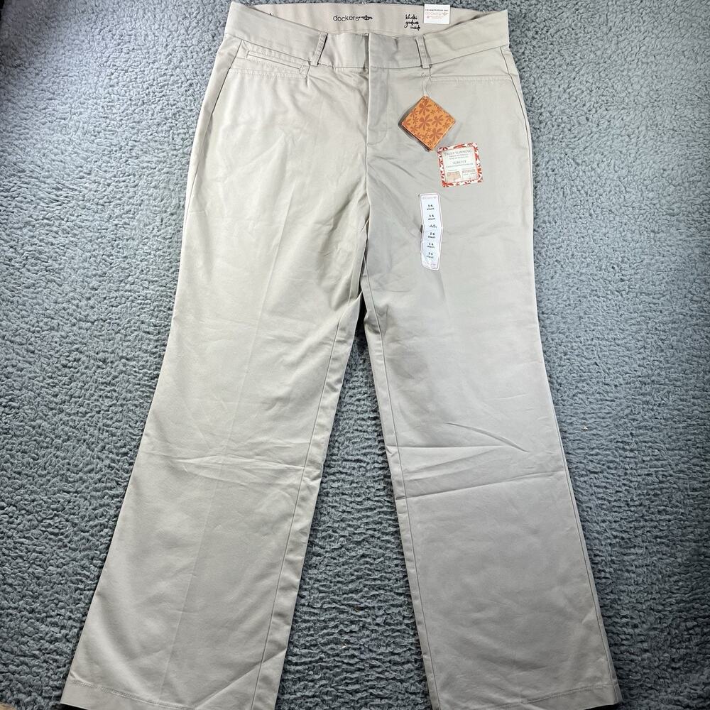 NWT Dockers Metro Trouser Pants Women's Size 14 Short Khaki Tan Truly Slimming
